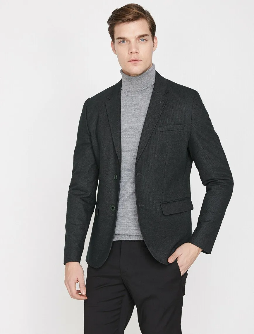 10829 Khaki Self Patterned Blazer