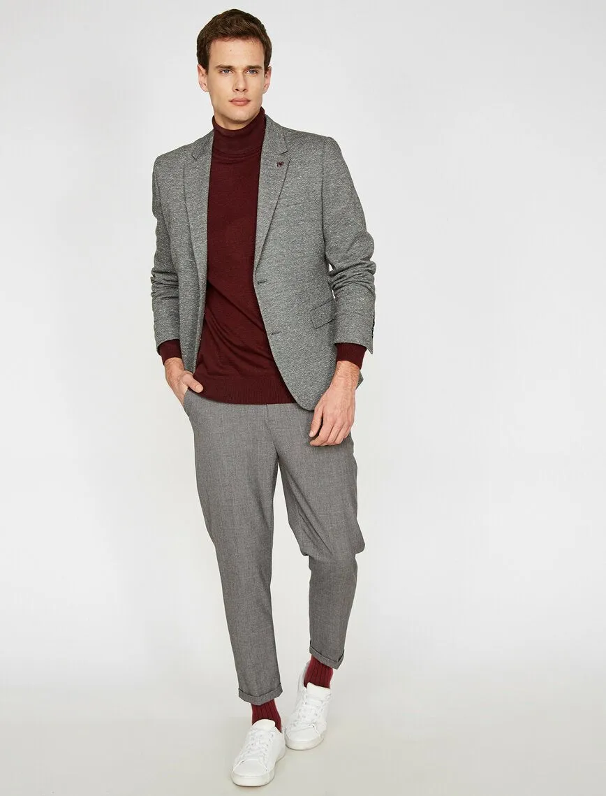 10838 Grey Self Patterned Blazer