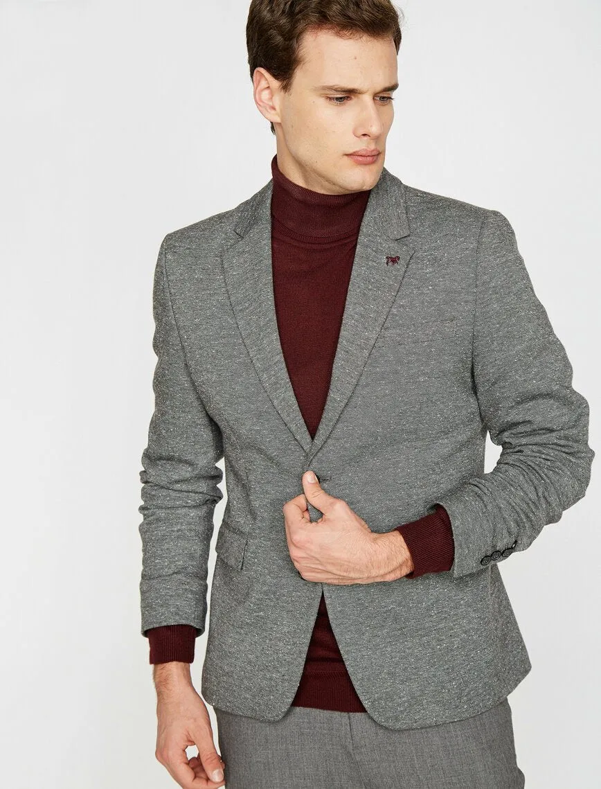 10838 Grey Self Patterned Blazer