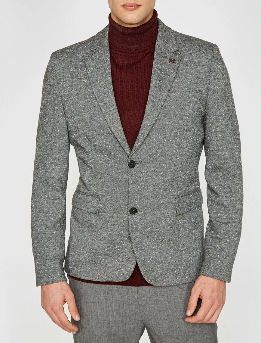 10838 Grey Self Patterned Blazer