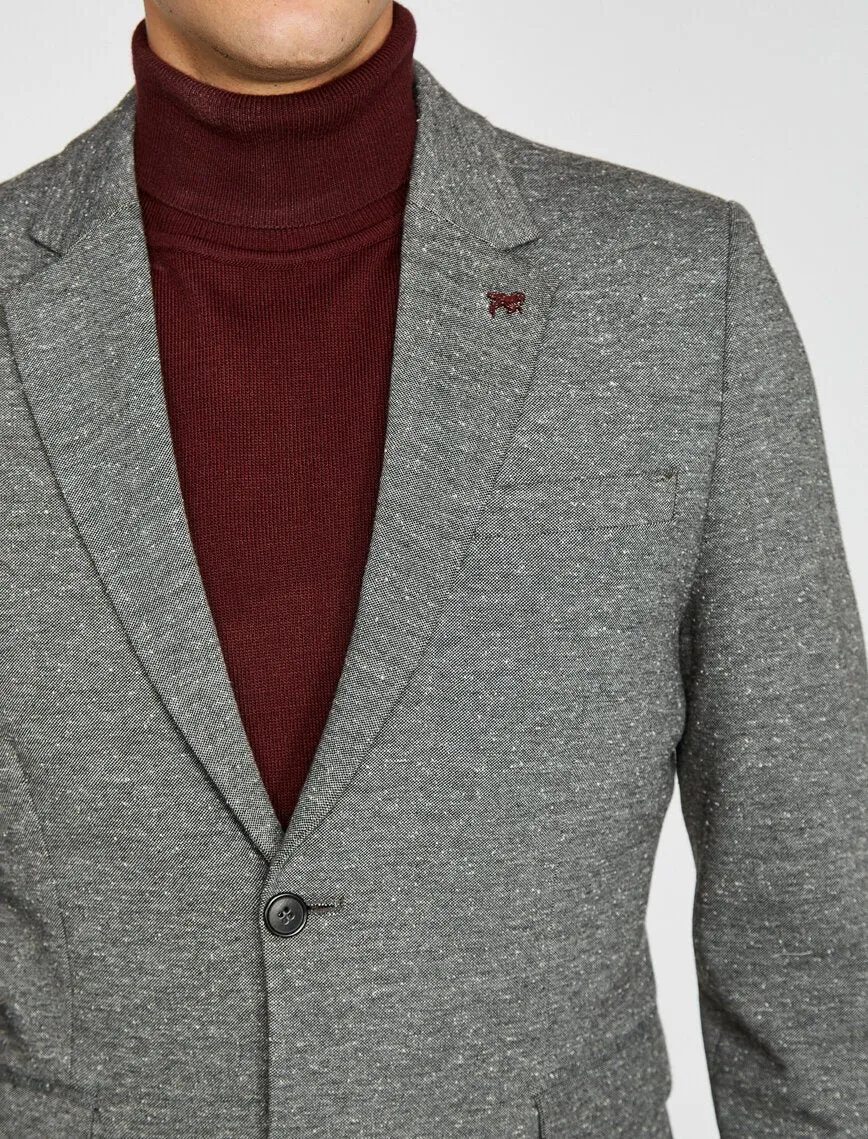 10838 Grey Self Patterned Blazer