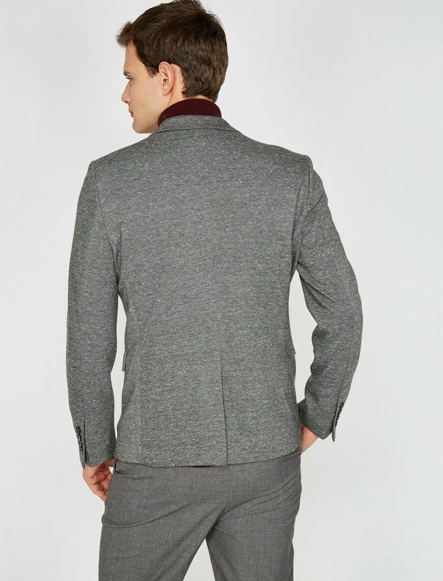 10838 Grey Self Patterned Blazer
