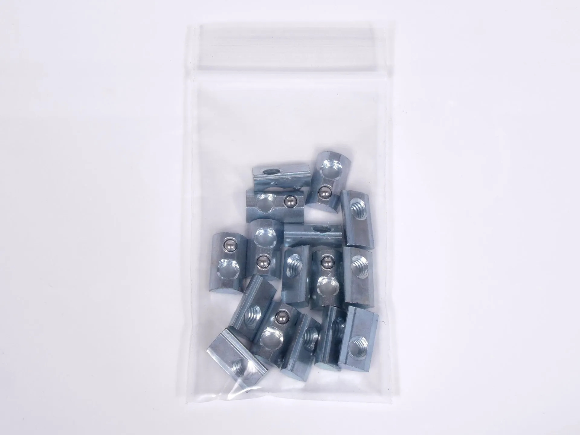 BAG OF 16 EA - DROP-IN 1/4-20 T-NUTS 15S - ZINC ANODIZED, SPRING