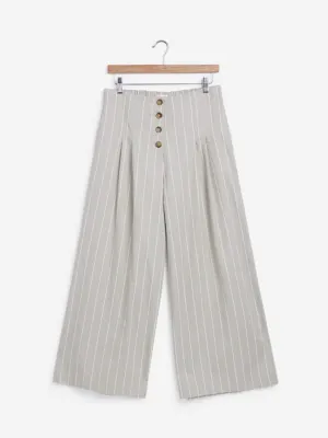 Bombay Paisley Light Grey Striped Palazzos