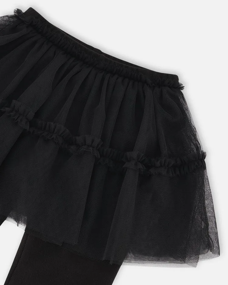 DPD Super Soft Leggings With Tulle Skirt in Black