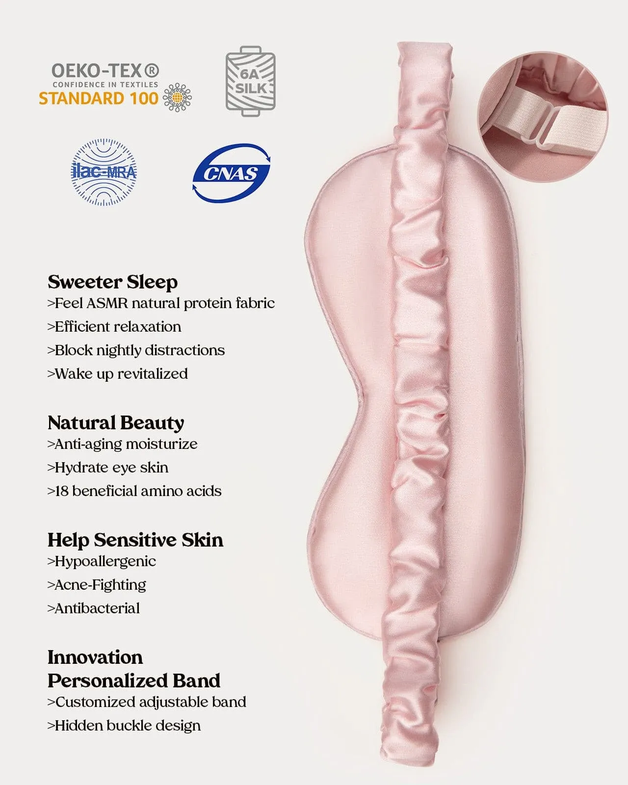 FEELITS 100% Royal Mulberry Silk. Natural Beauty Sleep Eye Mask- 22-momme Padma Pink