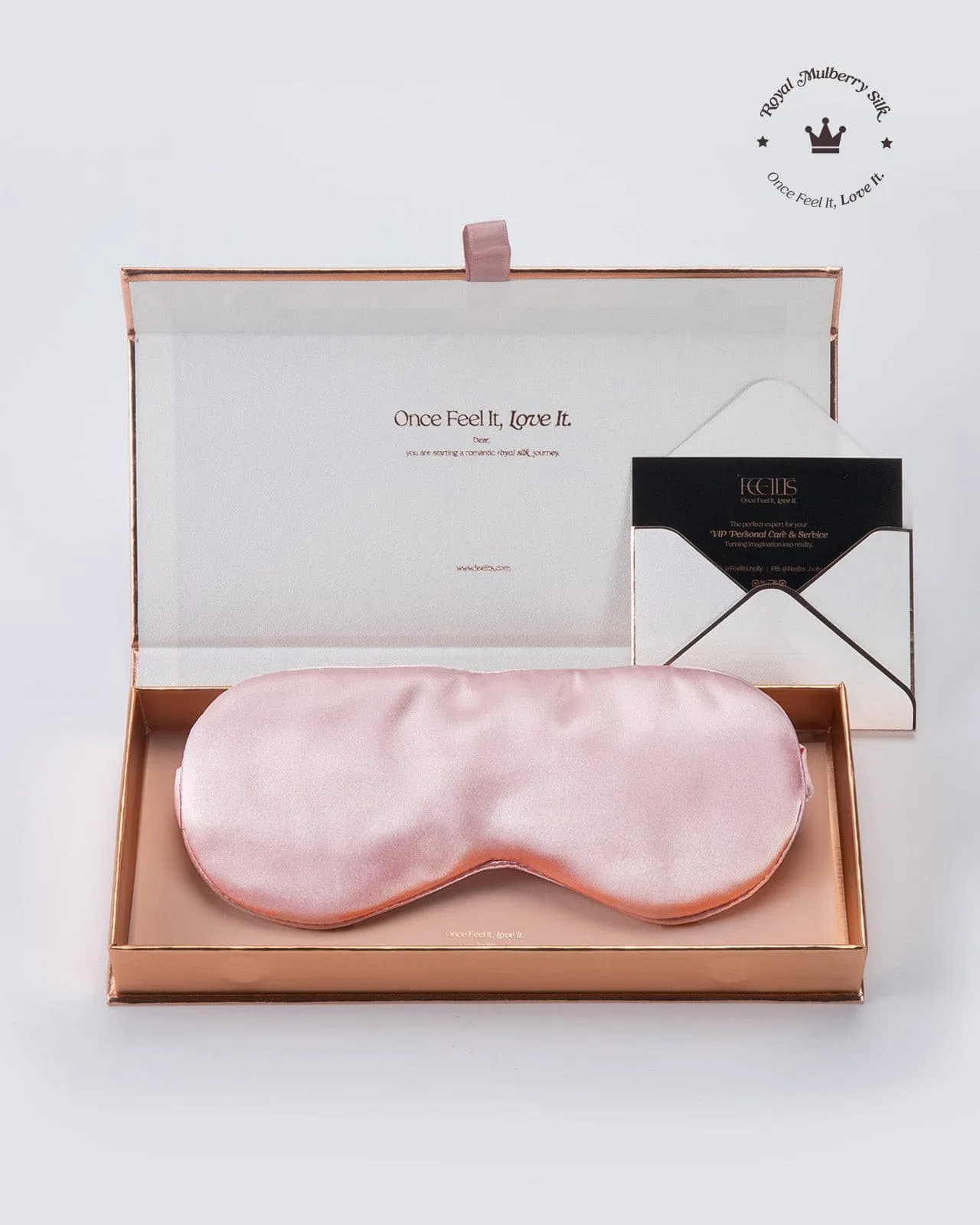 FEELITS 100% Royal Mulberry Silk. Natural Beauty Sleep Eye Mask- 22-momme Padma Pink