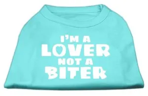 I'm a Lover not a Biter Screen Printed Dog Shirt   Aqua XXXL (20)