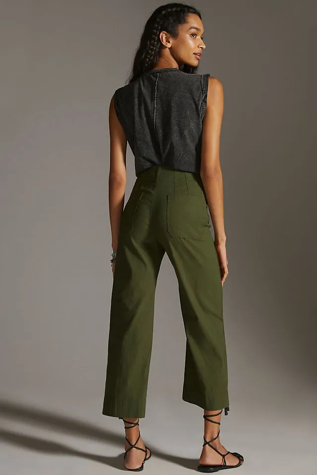 Maeve Colette cropped wide trousers, holly