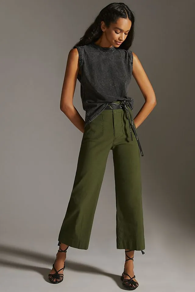 Maeve Colette cropped wide trousers, holly