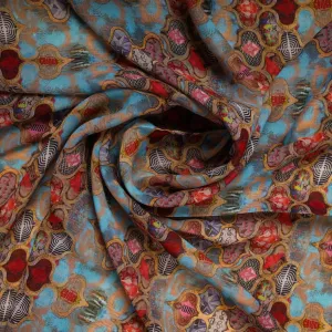 Multicolor Traditional Print Georgette Fabric