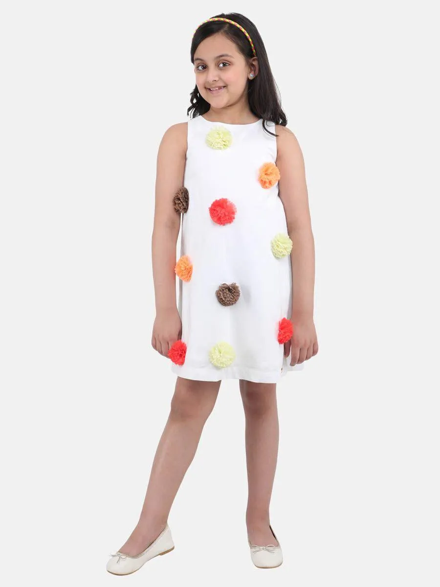 One Friday Girl White Pom Pom Dress