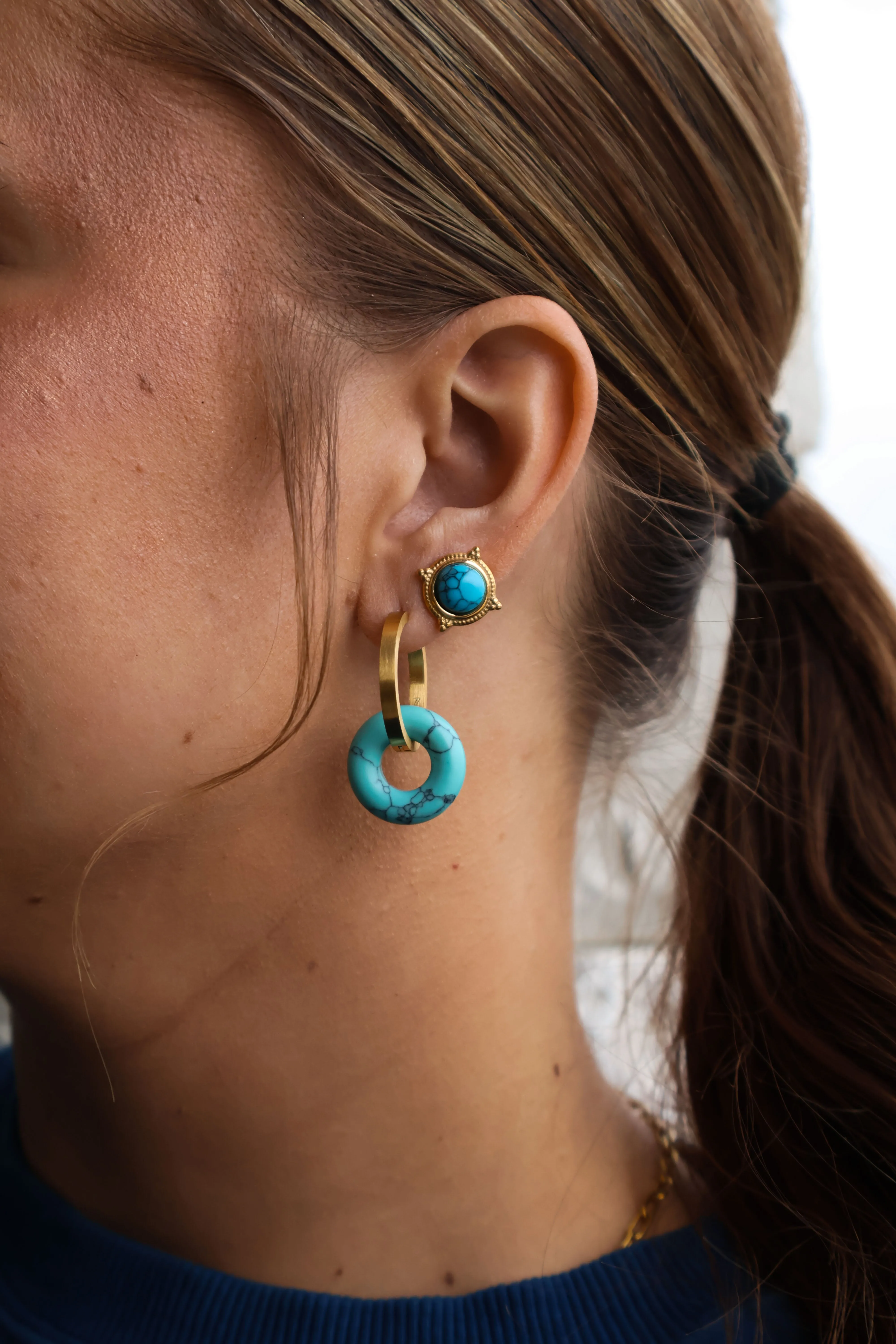 Turquoise Circle Stud