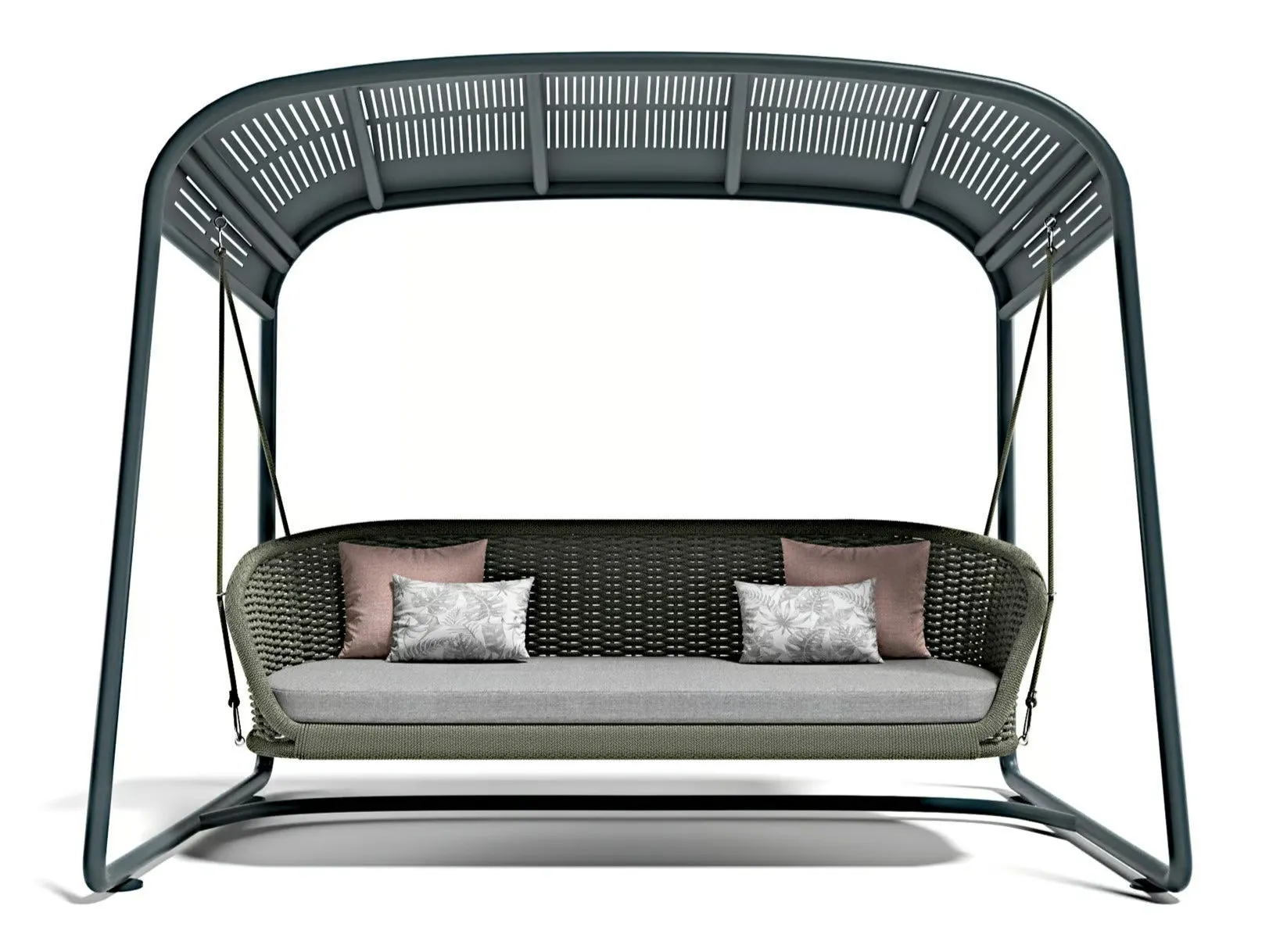 Wegg Double Seater Hanging Swing With Stand For Balcony , Garden Swing (Dark Grey)