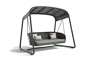 Wegg Double Seater Hanging Swing With Stand For Balcony , Garden Swing (Dark Grey)