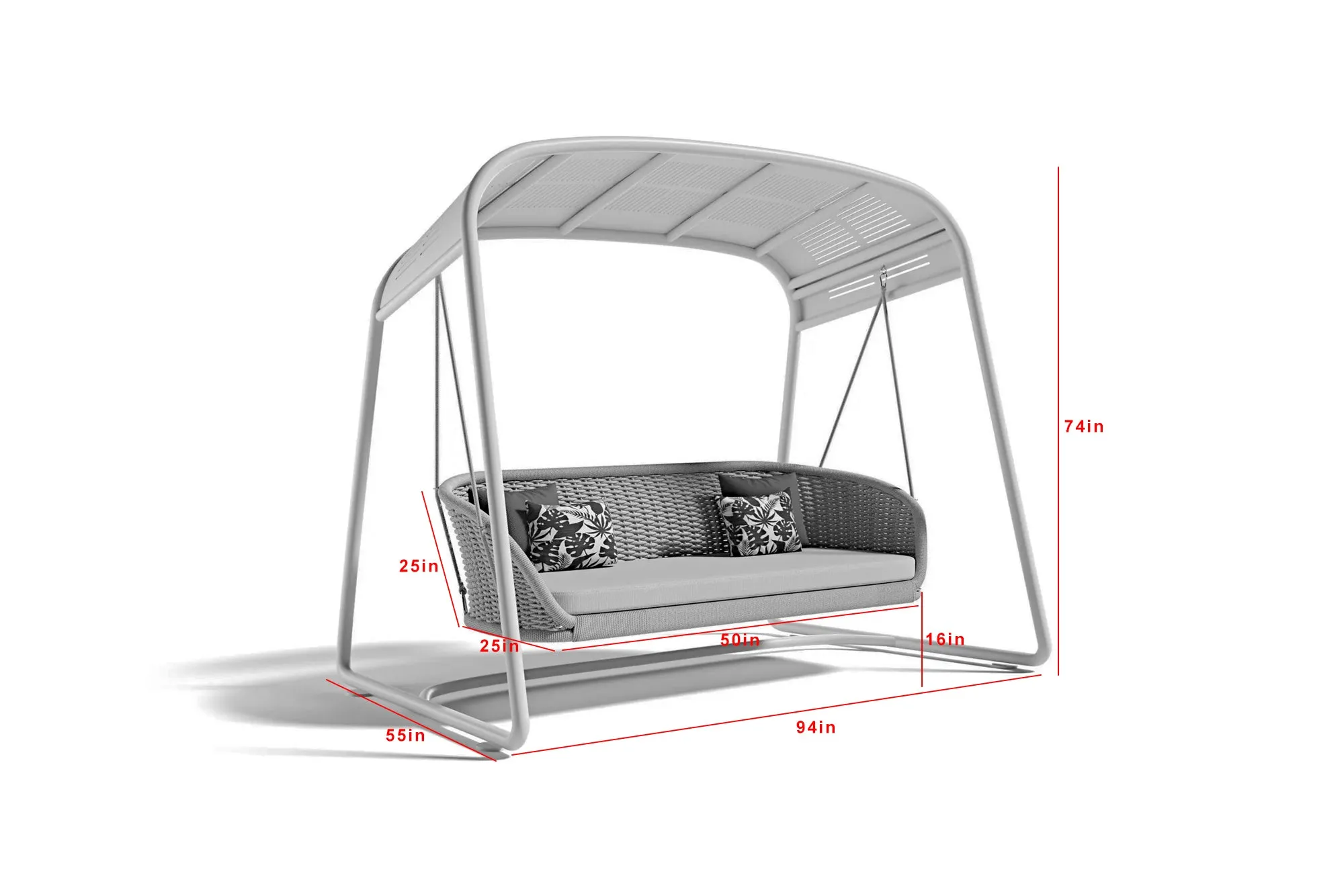Wegg Double Seater Hanging Swing With Stand For Balcony , Garden Swing (Dark Grey)
